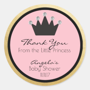 Étiquettes de Baby shower de princesse d'or rose p