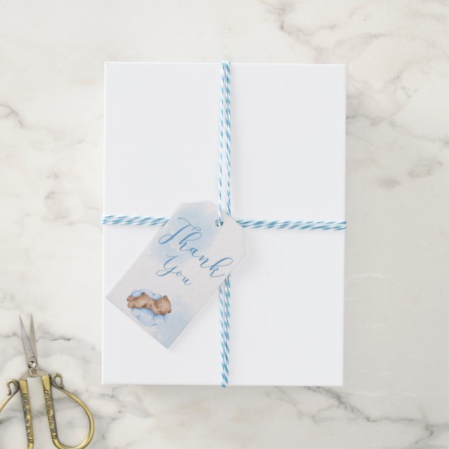 Étiquettes de Baby shower d'ours Merci (Avec de laficelle)