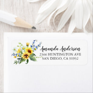 Étiquettes de Baby Shower Mariage Tournesol Jaune