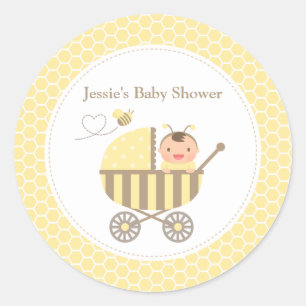 Étiquettes de Baby Shower pour Poussette Abeille à