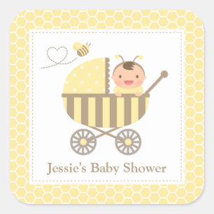 Étiquettes de Baby Shower pour Poussette Abeille B