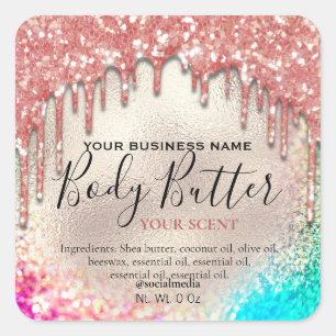 Étiquettes de Beurre Corporel Pailleté Holographiq