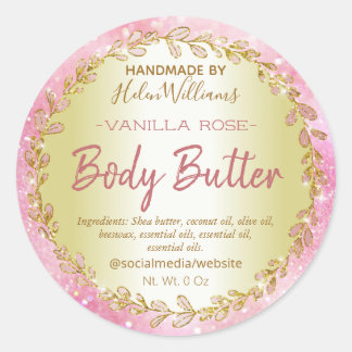 Étiquettes de Beurre Corporel Pailleté Or Rose
