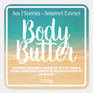 Étiquettes De Beurre Corps À Thème De Sable Et Océ