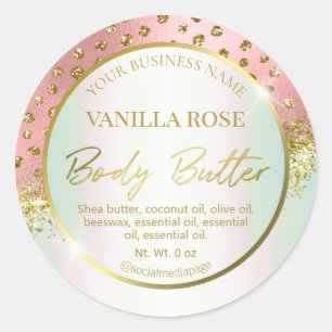 Étiquettes de Beurre Holographique Confetti Rose O