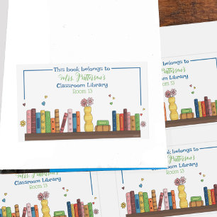 Étiquettes de bibliothèque de classe à l'aquarelle