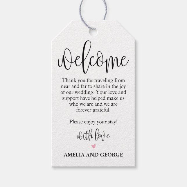 Étiquettes de bienvenue pour sacs de mariage Calli (Devant)