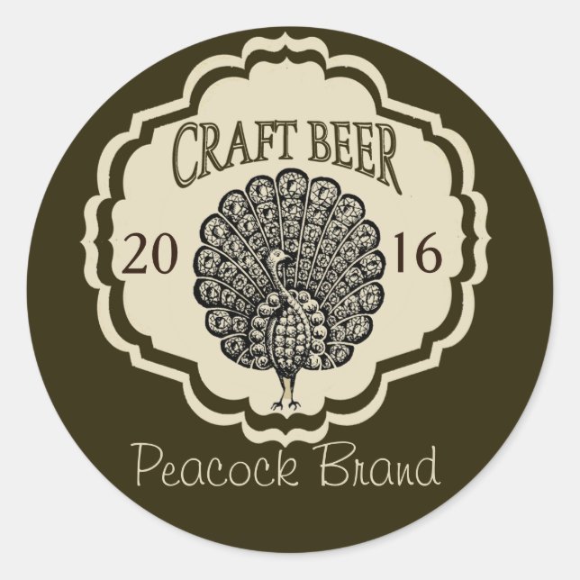 Étiquettes de bière personnalisables avec Peacock (Devant)