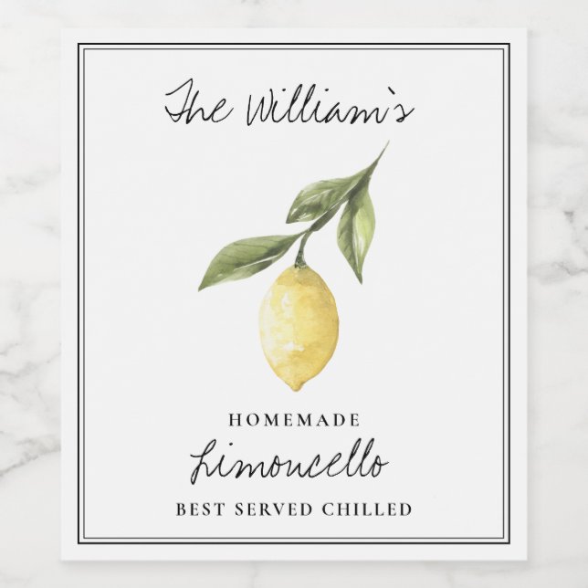 Étiquettes de boisson de Limoncello maison personn (Étiquettes simples)