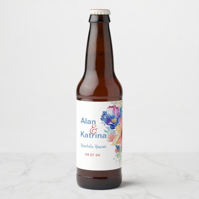 Étiquettes de boissons et de nourriture Fleurs boh (Devant)
