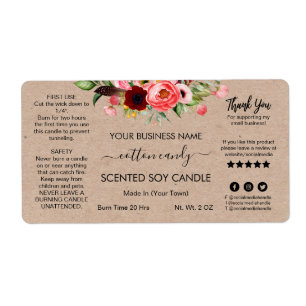 Étiquettes de bougie de soja parfumé de Kraft Flor