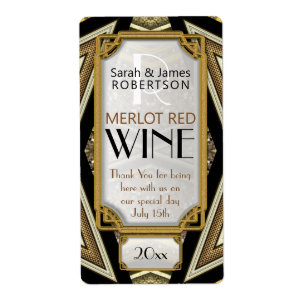Étiquettes de bouteille de vin Art Déco géométriqu