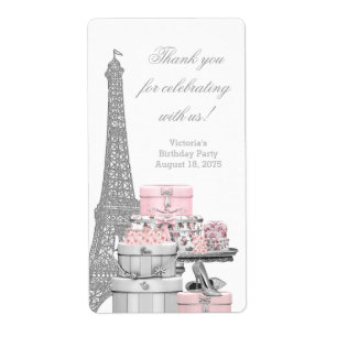 Étiquettes de bouteille de vin rose Paris