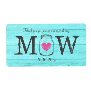 Étiquettes de bouteille d'eau de mariage de pot d