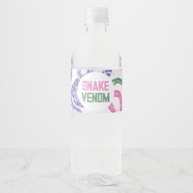Étiquettes de bouteille d'eau de serpent fillette (Devant)