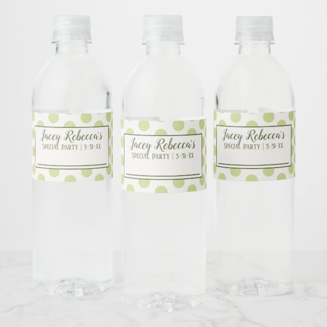Étiquettes de bouteille d'eau verte avec votre nom (Bouteilles)
