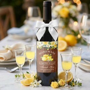 Étiquettes de bouteille en bois floral au citron L