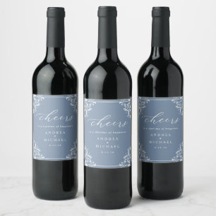 Étiquettes de bouteilles de vin de mariage élégant