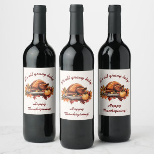 Étiquettes de bouteilles de vin Thanksgiving
