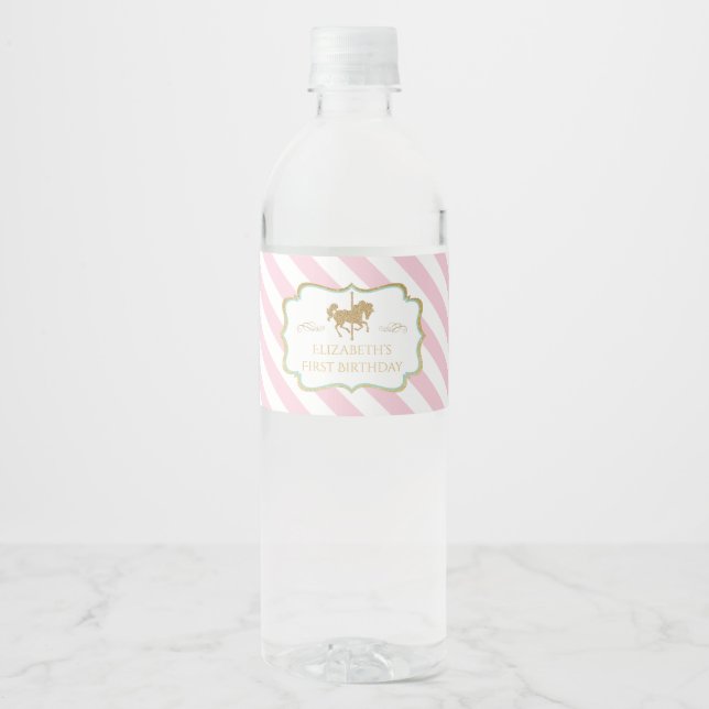 Étiquettes de bouteilles d'eau à thème carrousel (Devant)