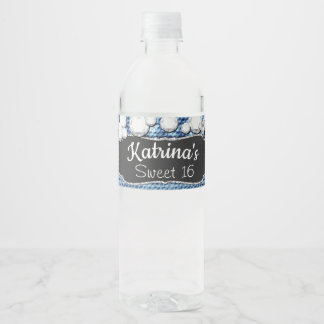 Étiquettes de bouteilles d'eau Denim et Diamonds