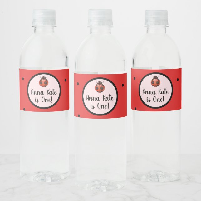 Étiquettes de bouteilles d'eau Ladybug personnalis (Bouteilles)