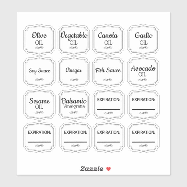 Étiquettes de bouteilles d'huile (Feuille)