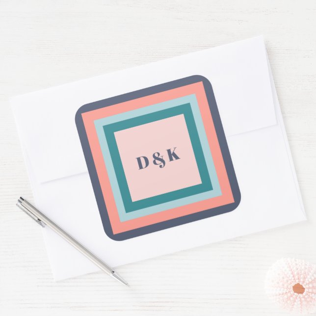 Étiquettes de cadeau à monogramme, initiales, pale (Enveloppe)