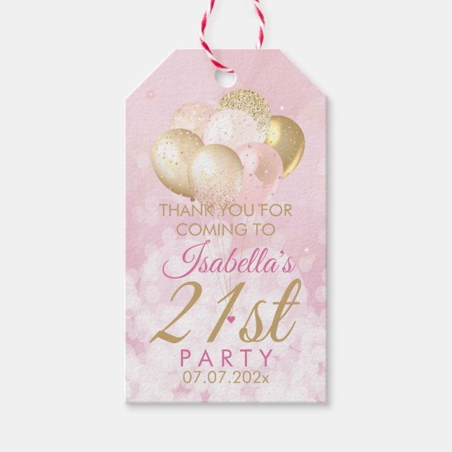 Étiquettes de Cadeau Anniversaire 21 Ans Ballons P (Devant)