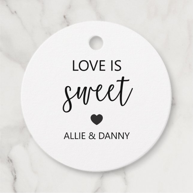 Étiquettes de cadeau d'amour doux, mariage noir ou (Devant)