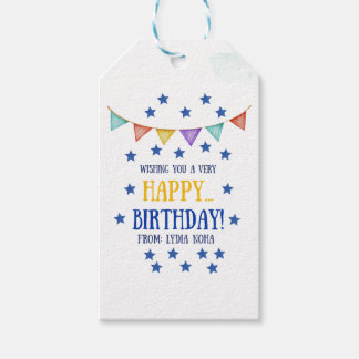 Étiquettes de cadeau d'anniversaire avec fond somb