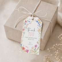 Étiquettes de cadeau d'anniversaire Fleur sauvage