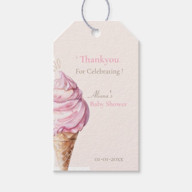 Étiquettes de cadeau de Baby Shower Rose Mignon Gl (Devant)