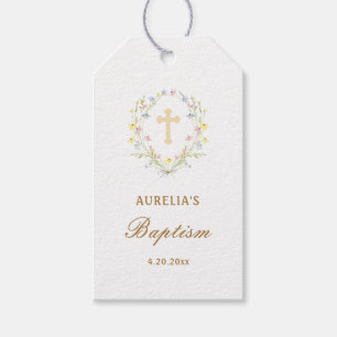 Étiquettes de cadeau de baptême Fleurs sauvages pa