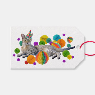 Étiquettes de cadeau de chat de partie