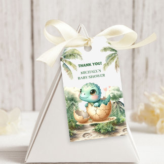 Étiquettes de Cadeau de Douche Bébé Dino Rugisseme
