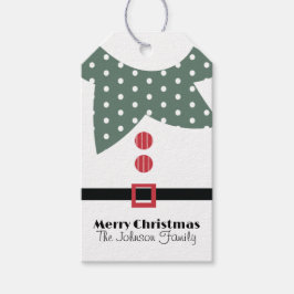 Étiquettes de cadeau de famille de lutin de Noël m