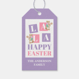 Étiquettes de cadeau de lapin de Pâques La La