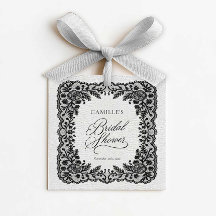Étiquettes de cadeau de mariage en dentelle noire