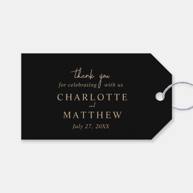 Étiquettes de cadeau de mariage Merci écriture noi (Devant (Horizontal))