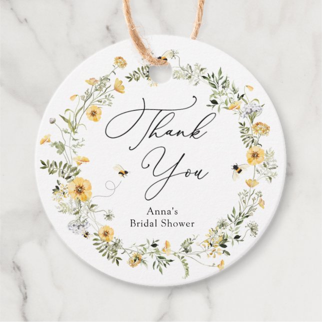 Étiquettes de cadeau de mariage pour abeille et fl (Devant)