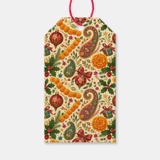 Étiquettes de cadeau de Noël au souci paisley