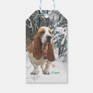 Étiquettes de cadeau de Noël de Basset Hound