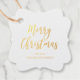 Étiquettes de cadeau de Noël en feuille d'or