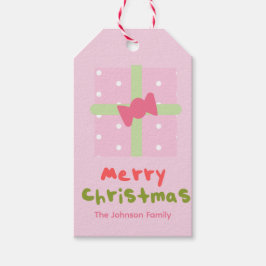 Étiquettes de cadeau de Noël mignonnes rose pour f