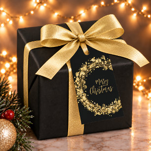 Étiquettes de cadeau de Noël noir et or