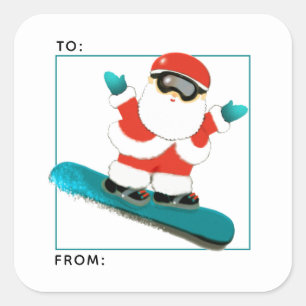 Étiquettes de cadeau de Noël pour snowboard