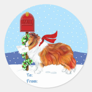 Étiquettes de cadeau de sable de courrier de Noël