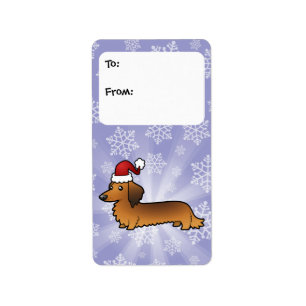 Étiquettes de cadeau de teckel de Noël (à cheve
