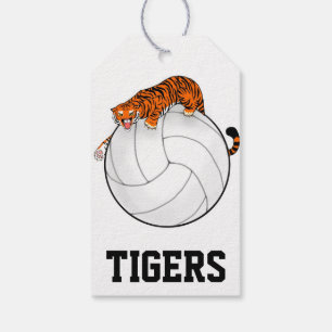Étiquettes de cadeau de volleyball de tigre